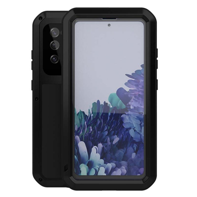 For Samsung Galaxy S20 FE LOVE MEI Metal Shockproof Waterproof Dustproof Protective Case with Glass(Black) - free shipping - PMC TechLife - Order now!