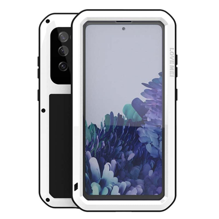 For Samsung Galaxy S20 FE LOVE MEI Metal Shockproof Waterproof Dustproof Protective Case with Glass(White) - free shipping - PMC TechLife - Order now!