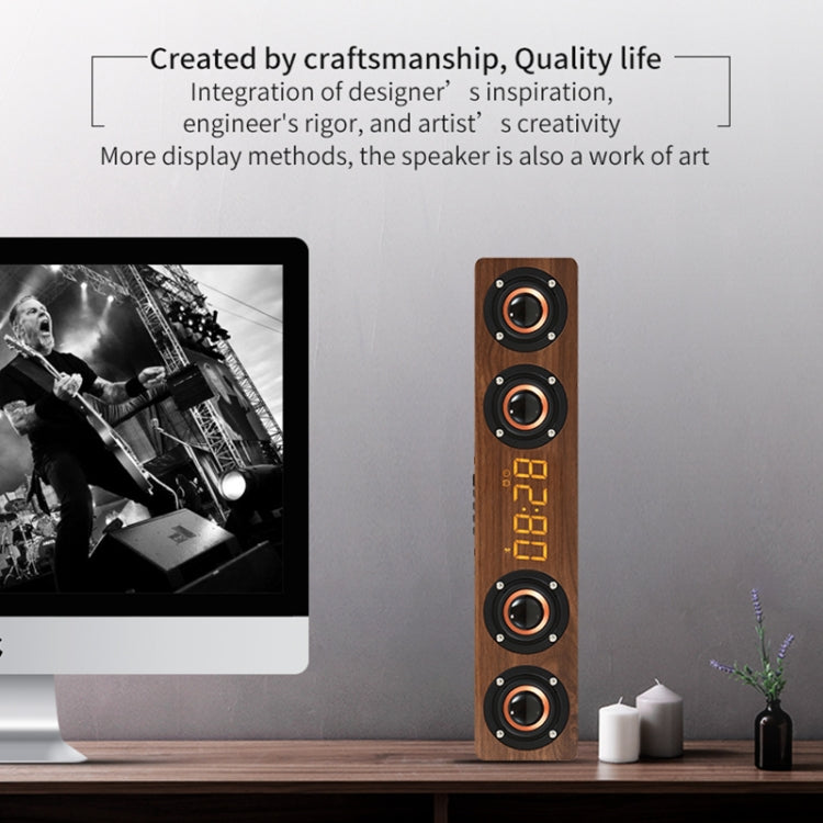 W8C Wooden Clock Subwoofer Bluetooth Speaker, Support TF Card & U Disk & 3.5mm AUX(Brown Wood) - Desktop Speaker by PMC TechLife | Online Shopping South Africa | PMC TechLife