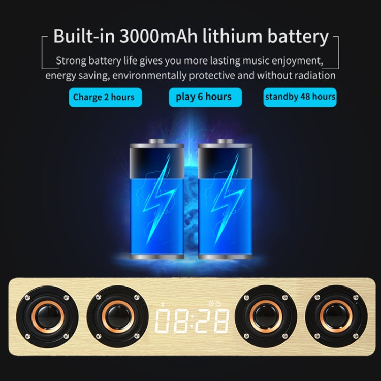 W8C Wooden Clock Subwoofer Bluetooth Speaker, Support TF Card & U Disk & 3.5mm AUX(Brown Wood) - Desktop Speaker by PMC TechLife | Online Shopping South Africa | PMC TechLife