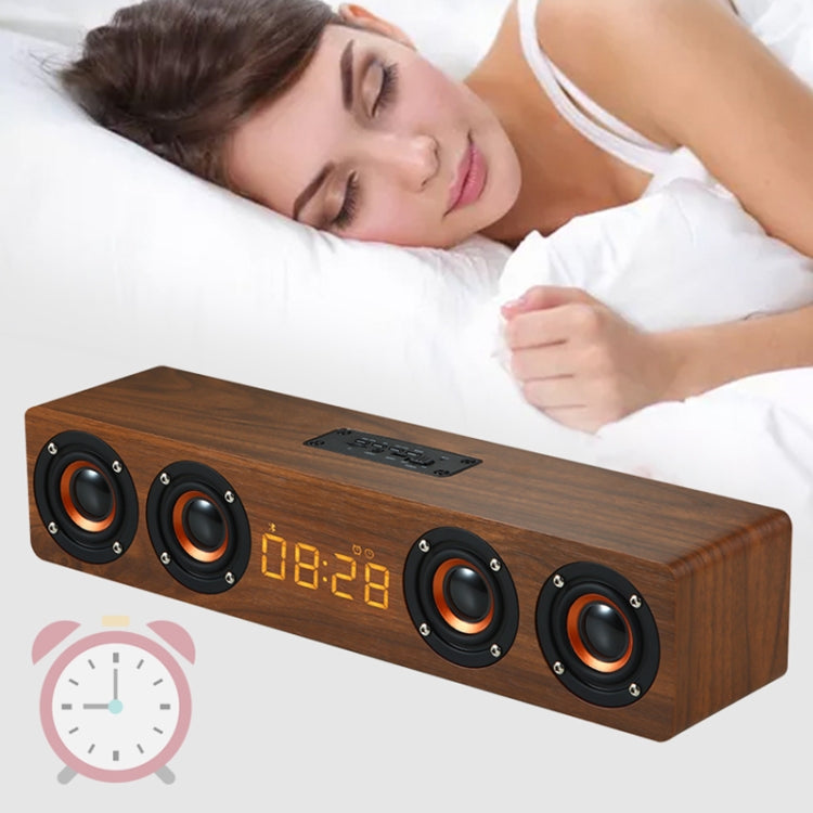 W8C Wooden Clock Subwoofer Bluetooth Speaker, Support TF Card & U Disk & 3.5mm AUX(Brown Wood) - Desktop Speaker by PMC TechLife | Online Shopping South Africa | PMC TechLife