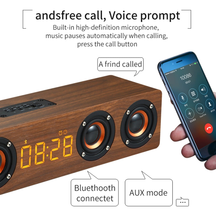 W8C Wooden Clock Subwoofer Bluetooth Speaker, Support TF Card & U Disk & 3.5mm AUX(Brown Wood) - Desktop Speaker by PMC TechLife | Online Shopping South Africa | PMC TechLife