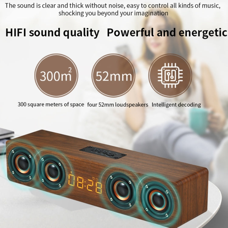 W8C Wooden Clock Subwoofer Bluetooth Speaker, Support TF Card & U Disk & 3.5mm AUX(Brown Wood) - Desktop Speaker by PMC TechLife | Online Shopping South Africa | PMC TechLife