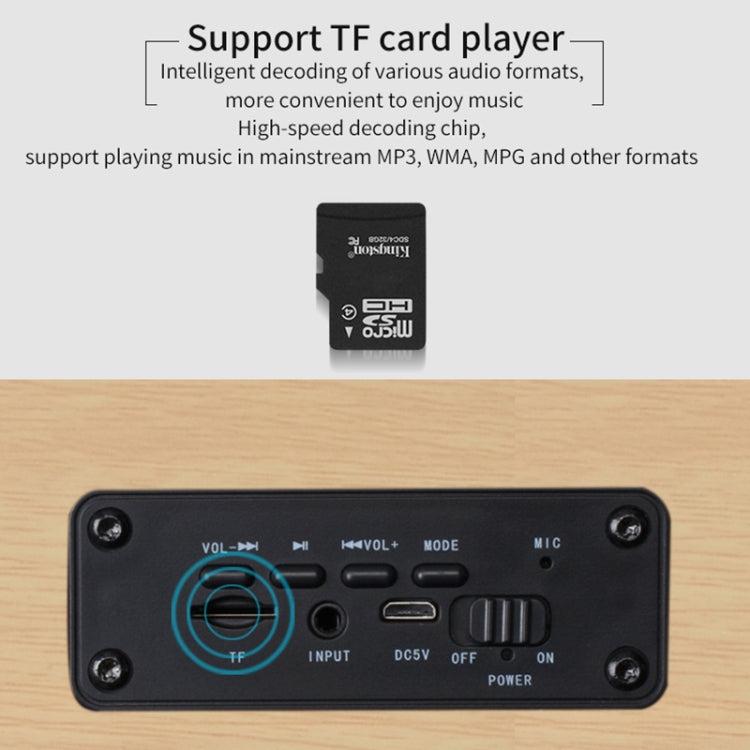 W8C Wooden Clock Subwoofer Bluetooth Speaker, Support TF Card & U Disk & 3.5mm AUX(Brown Wood) - Desktop Speaker by PMC TechLife | Online Shopping South Africa | PMC TechLife