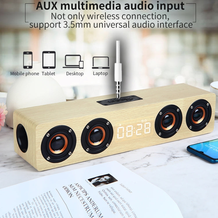 W8C Wooden Clock Subwoofer Bluetooth Speaker, Support TF Card & U Disk & 3.5mm AUX(Brown Wood) - Desktop Speaker by PMC TechLife | Online Shopping South Africa | PMC TechLife