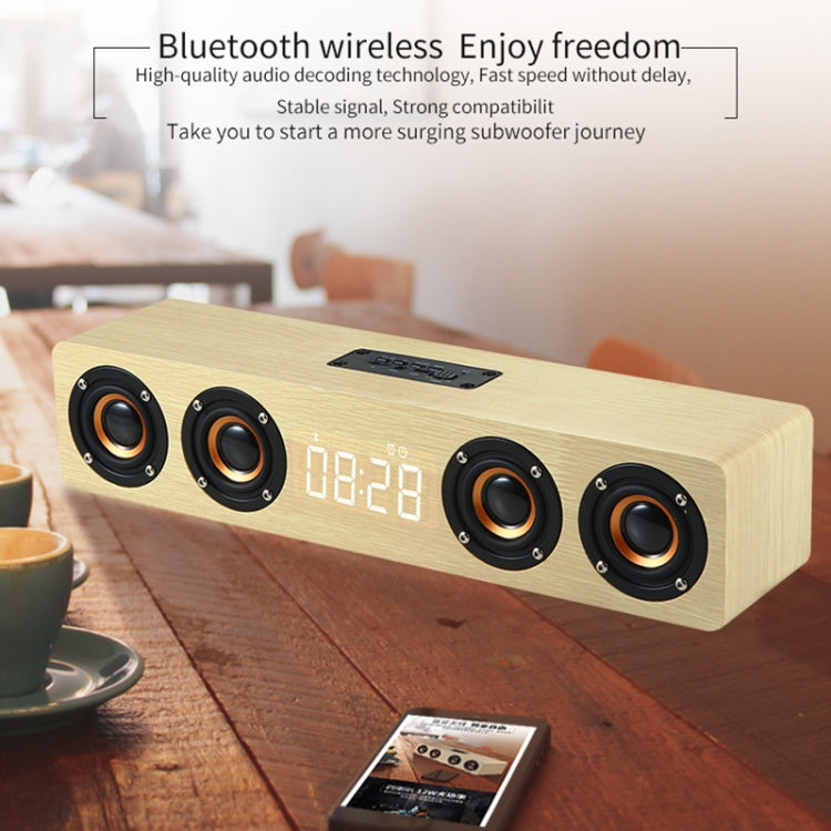 W8C Wooden Clock Subwoofer Bluetooth Speaker, Support TF Card & U Disk & 3.5mm AUX(Brown Wood) - Desktop Speaker by PMC TechLife | Online Shopping South Africa | PMC TechLife