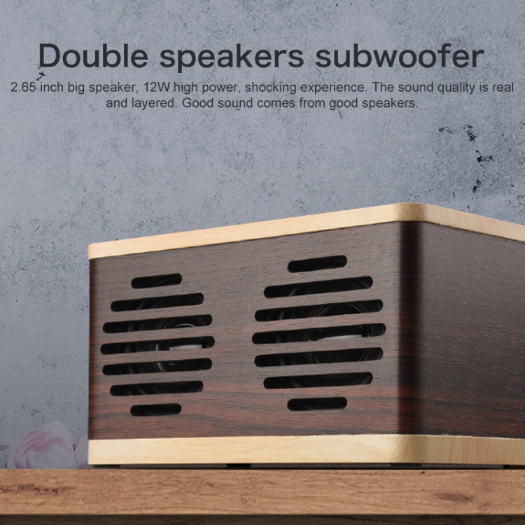 D70 QI Standard Subwoofer Wooden Bluetooth 4.2 Speaker, Support TF Card & 3.5mm AUX Brown - free shipping - PMC TechLife - Order now!