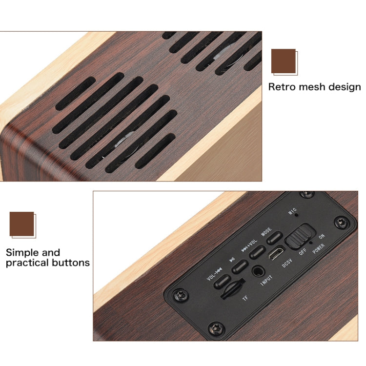 D70 QI Standard Subwoofer Wooden Bluetooth 4.2 Speaker, Support TF Card & 3.5mm AUX Brown - free shipping - PMC TechLife - Order now!