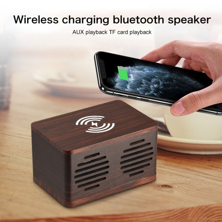 D70 QI Standard Subwoofer Wooden Bluetooth 4.2 Speaker, Support TF Card & 3.5mm AUX Brown - free shipping - PMC TechLife - Order now!