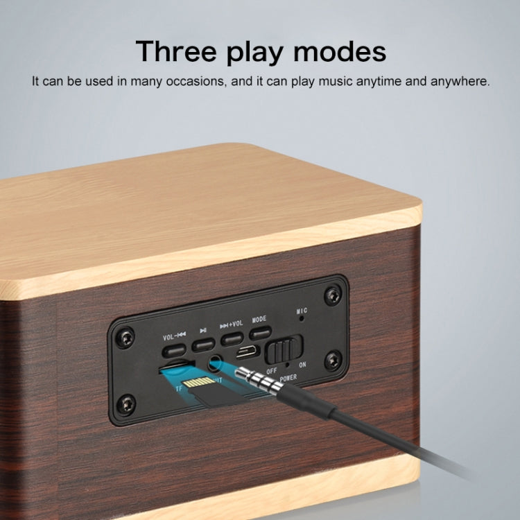 D70 QI Standard Subwoofer Wooden Bluetooth 4.2 Speaker, Support TF Card & 3.5mm AUX Brown - free shipping - PMC TechLife - Order now!