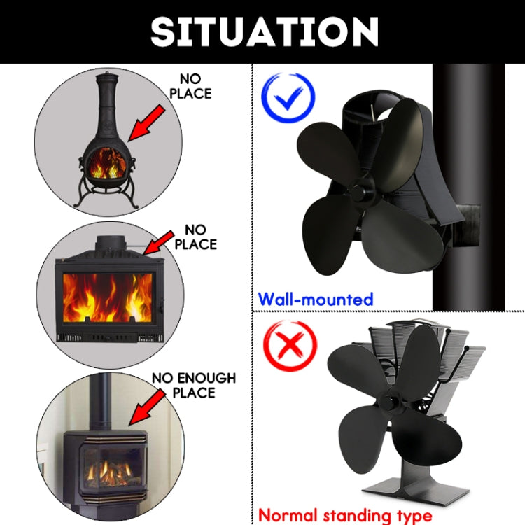 YL-105 4-Blade Aluminum Heat Powered Fireplace Stove Fan(Gold) - free shipping - PMC TechLife - Order now!