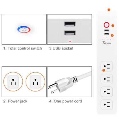 2 x USB Ports + 4 x US Plug Jack WiFi Remote Control Smart Power Socket Works with Alexa & Google Home, Cable Length: 1.5m, AC 110-240V, US Plug - Smart Socket by PMC Jewellery | Online Shopping South Africa | PMC Jewellery