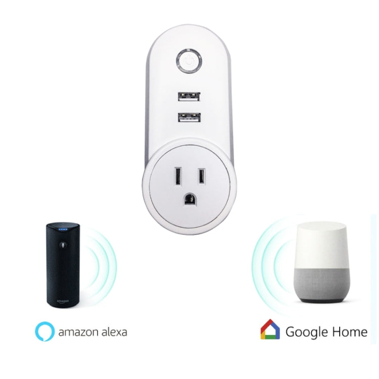 SA-002 2 USB Ports + 1 US Socket WiFi Smart Power Plug Socket, Compatible with Alexa and Google Home, AC 110V-230V, US Plug - Smart Socket by PMC TechLife | Online Shopping South Africa | PMC TechLife