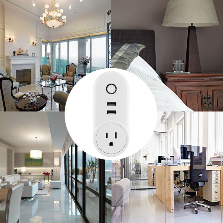 SA-002 2 USB Ports + 1 US Socket WiFi Smart Power Plug Socket, Compatible with Alexa and Google Home, AC 110V-230V, US Plug - Smart Socket by PMC TechLife | Online Shopping South Africa | PMC TechLife