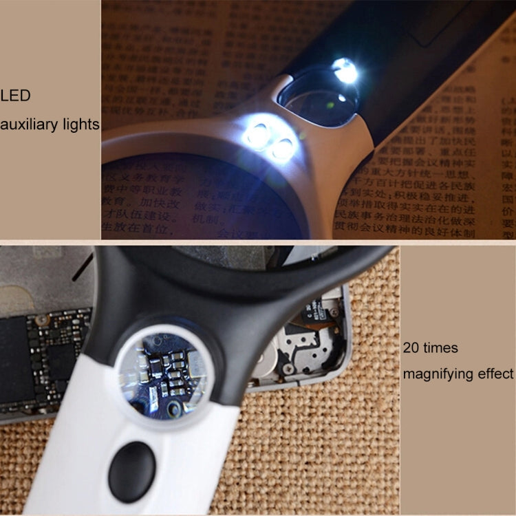 Reading Visual Magnifier with 3 LED Light, Mini Portable 3-45X Handheld Reading Visual Magnifier with 3 LED Light(White) - Hand Held Style by PMC TechLife | Online Shopping South Africa | PMC TechLife | Buy Now Pay Later Mobicred