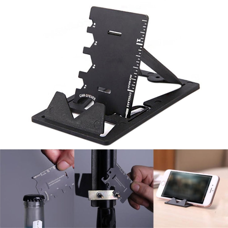 Multi-function Folding Stainless Steel Tool Card Bottle Opener Phone Holder - Desktop Holder by PMC TechLife | Online Shopping South Africa | PMC TechLife