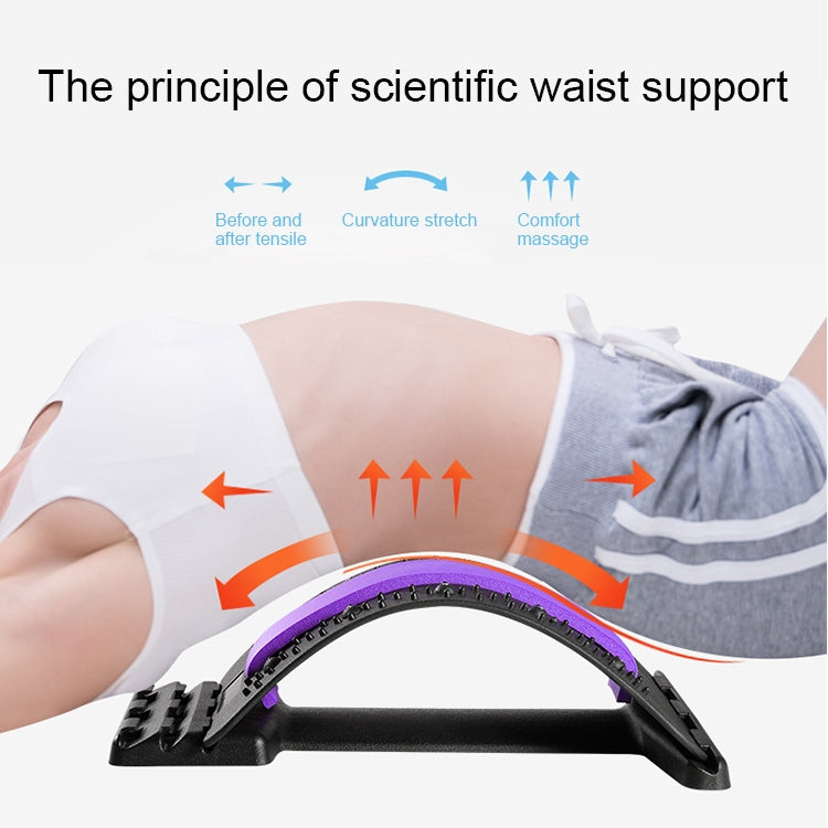 Lumbar Traction Stretching Device Posture Corrector Waist Support Spine Pain Relief Back Massage Stretcher(Black purple) - free shipping - PMC TechLife - Order now!