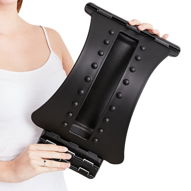 Lumbar Traction Stretching Device Posture Corrector Waist Support Spine Pain Relief Back Massage Stretcher(Red + White) - free shipping - PMC TechLife - Order now!