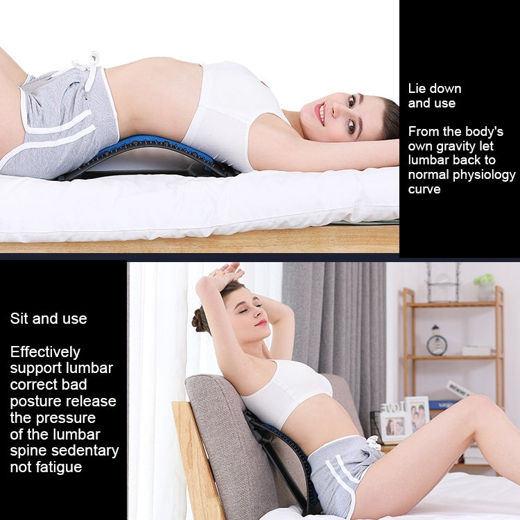 Lumbar Traction Stretching Device Posture Corrector Waist Support Spine Pain Relief Back Massage Stretcher(White Blue) - free shipping - PMC TechLife - Order now!
