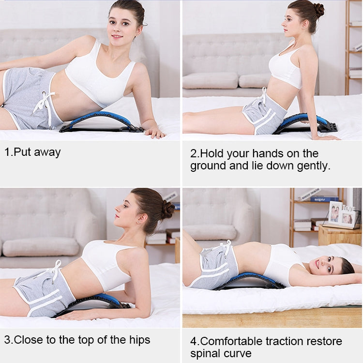 Lumbar Traction Stretching Device Posture Corrector Waist Support Spine Pain Relief Back Massage Stretcher(White Blue) - free shipping - PMC TechLife - Order now!