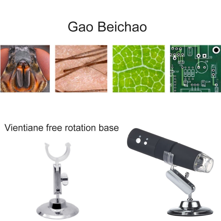50X~1000X Magnifier HD Image Sensor 1920x1080P USB WiFi Digital Microscope with 8 LED & Professional Stand (Black) - Digital Microscope by PMC TechLife | Online Shopping South Africa | PMC TechLife | Buy Now Pay Later Mobicred