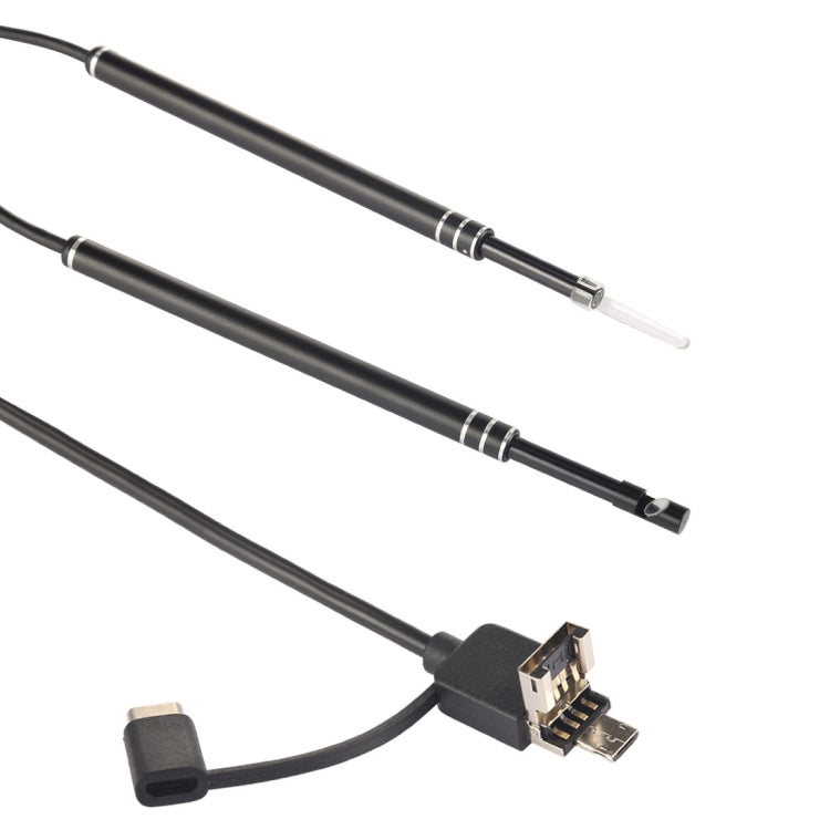 i96 3 in 1 USB Ear Scope Inspection HD 0.3MP Camera Visual Ear Spoon for OTG Android Phones & PC & MacBook, 1.85m Length Cable(Black) - Ear Care Tools by PMC TechLife | Online Shopping South Africa | PMC TechLife