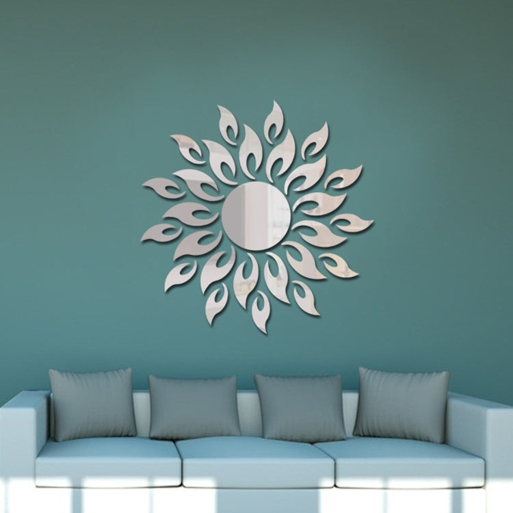 Sunflower Mirror Wall Sticker Bedroom Living Room Decoration Wall Stickers(Silver) - free shipping - PMC TechLife - Order now!