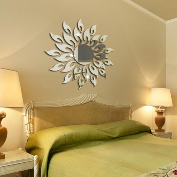 Sunflower Mirror Wall Sticker Bedroom Living Room Decoration Wall Stickers(Silver) - free shipping - PMC TechLife - Order now!