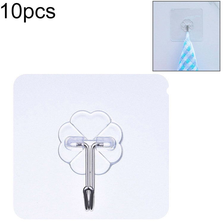 10pcs PVC + Stainless Steel Thick Plum Shape Seamless Adhesive Hook Waterproof Transparent Strong Stick Hook Kitchen Wall Mount - free shipping - PMC TechLife - Order now!
