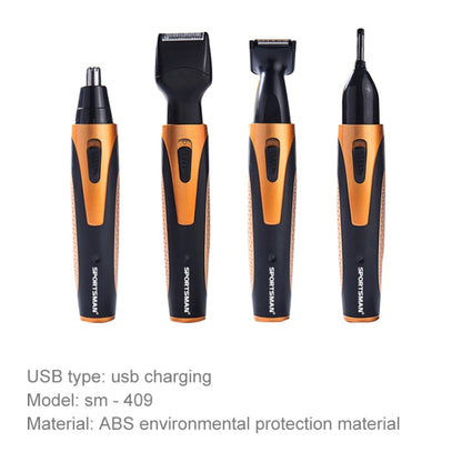 SPORTSMAN Four-in-one USB Rechargeable Ear Nose Trimmer Beard Face Shaver Eyebrows Hair Trimmer For Men(gold USB type) - Electric Shavers by SPORTSMAN | Online Shopping South Africa | PMC Jewellery