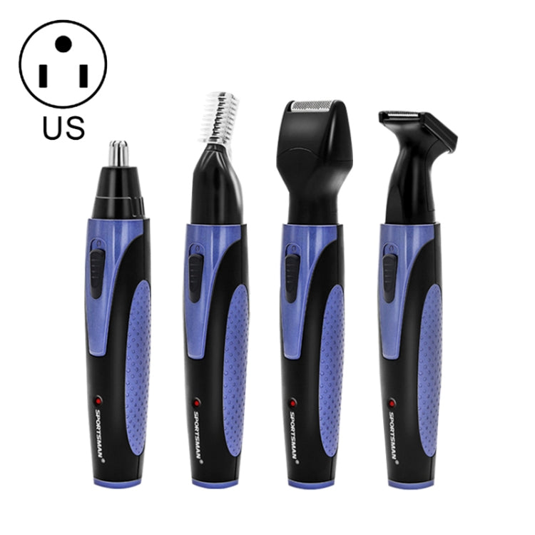 SPORTSMAN Four-in-one Electric Rechargeable Ear Nose Trimmer Beard Face Shaver Eyebrows Hair Trimmer for Men, US Plug(blue 110v) - Electric Shavers by SPORTSMAN | Online Shopping South Africa | PMC Jewellery