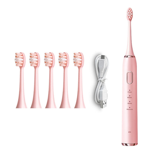 Original Lenovo B002.1-C2 USB Charging Wireless Sonic Electric Toothbrush with 5 Antibacterial Brush Heads, Luxury Version(Pink) - Toothbrushes by Lenovo | Online Shopping South Africa | PMC Jewellery