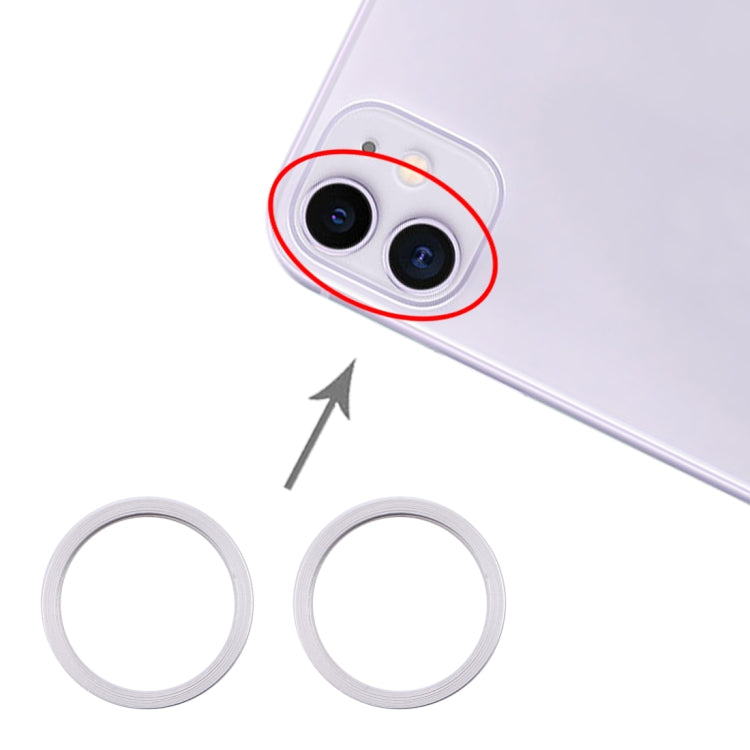 2 PCS Rear Camera Glass Lens Metal Protector Hoop Ring for iPhone 11(Silver) - Camera Series by PMC Jewellery | Online Shopping South Africa | PMC Jewellery