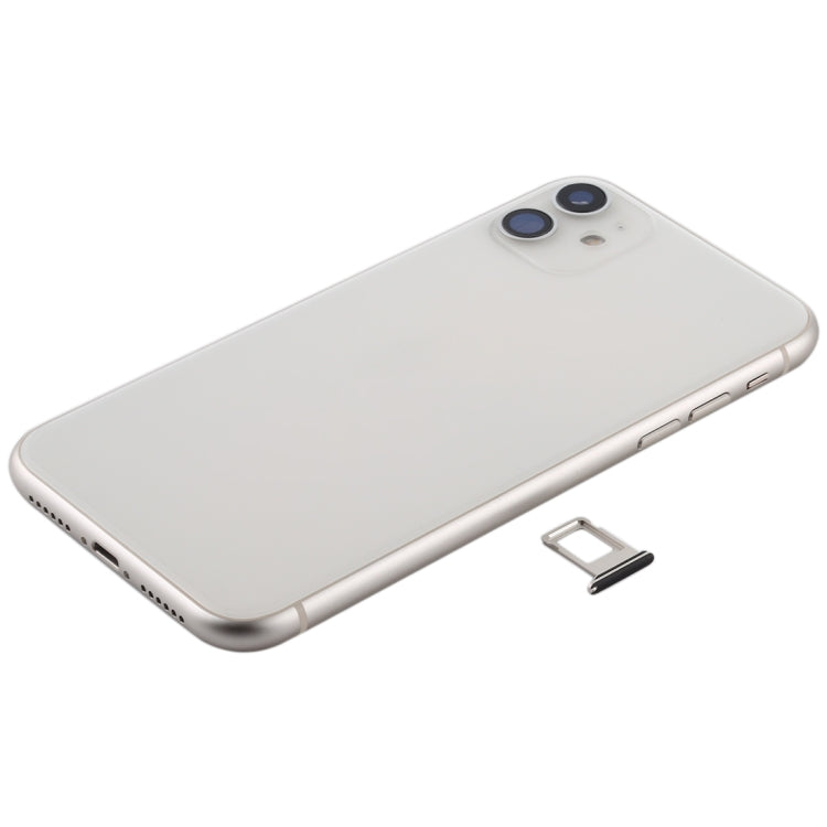 Battery Back Cover Assembly (with Side Keys & Power Button + Volume Button Flex Cable & Wireless Charging Module & Motor & Charging Port & Speaker Ringer Buzzer & Card Tray & Camera Lens Cover) for iPhone 11(White) - Back Cover by PMC TechLife | Online Shopping South Africa | PMC TechLife