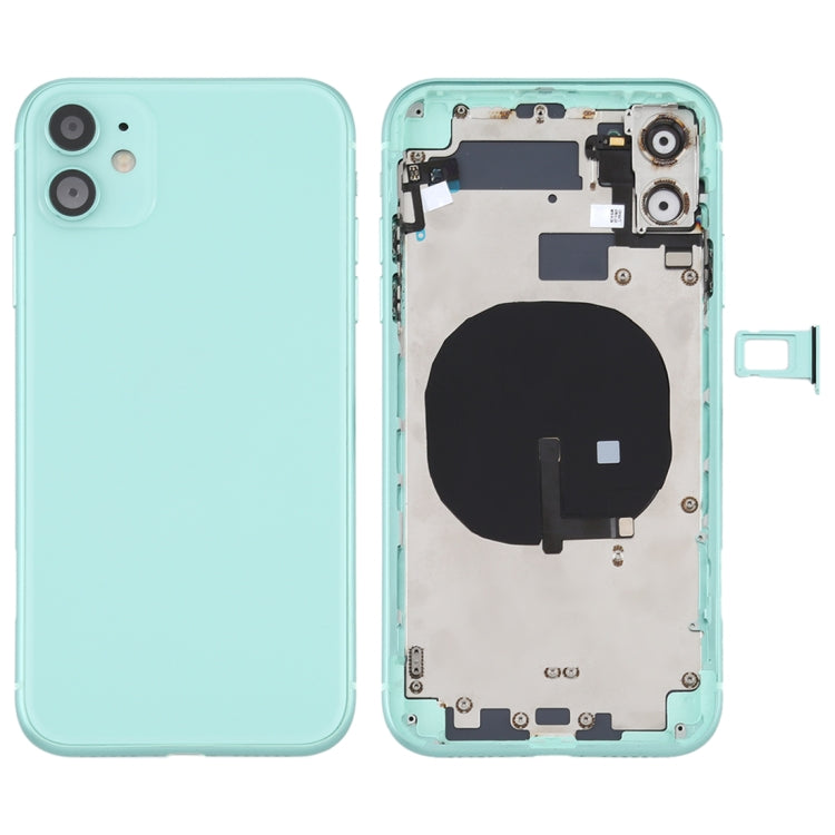 Battery Back Cover (with Side Keys & Card Tray & Power + Volume Flex Cable & Wireless Charging Module) for iPhone 11(Green) - Back Cover by PMC TechLife | Online Shopping South Africa | PMC TechLife
