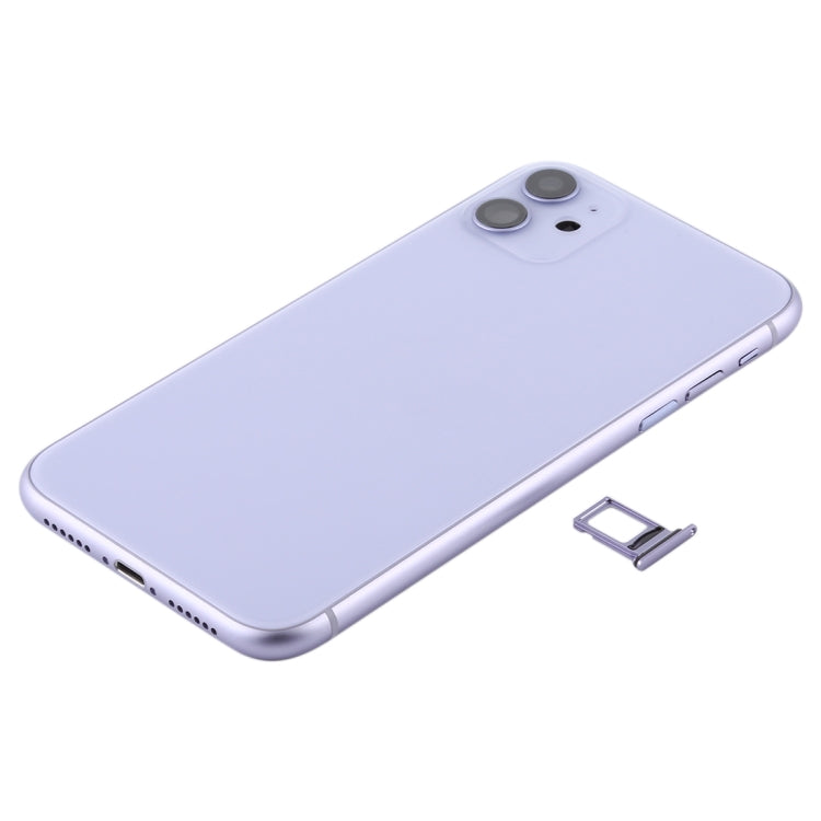 Battery Back Cover (with Side Keys & Card Tray & Power + Volume Flex Cable & Wireless Charging Module) for iPhone 11(Purple) - Back Cover by PMC TechLife | Online Shopping South Africa | PMC TechLife | Buy Now Pay Later Mobicred
