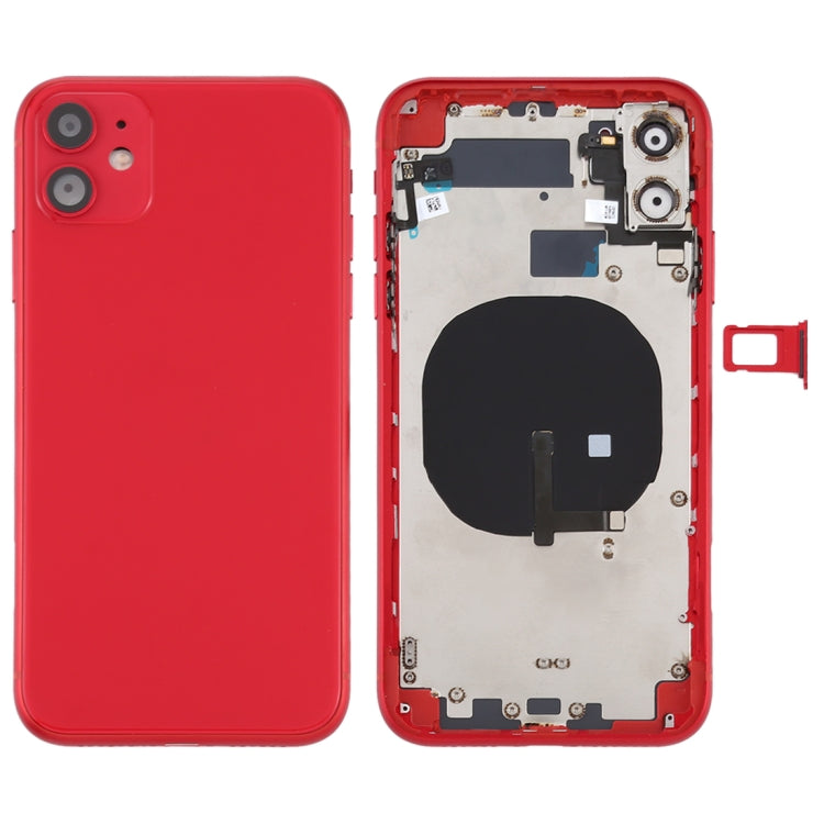 Battery Back Cover (with Side Keys & Card Tray & Power + Volume Flex Cable & Wireless Charging Module) for iPhone 11(Red) - Back Cover by PMC TechLife | Online Shopping South Africa | PMC TechLife