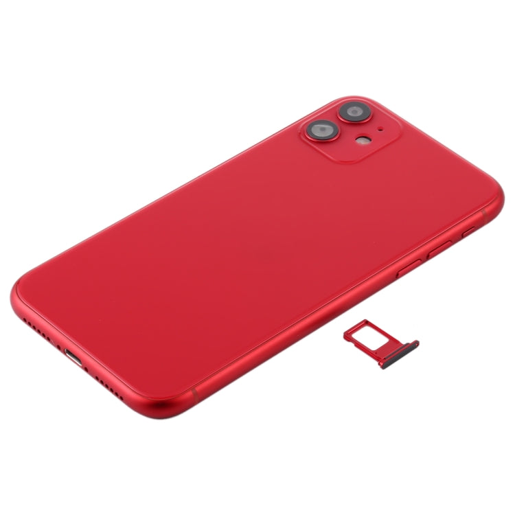 Battery Back Cover (with Side Keys & Card Tray & Power + Volume Flex Cable & Wireless Charging Module) for iPhone 11(Red) - Back Cover by PMC TechLife | Online Shopping South Africa | PMC TechLife