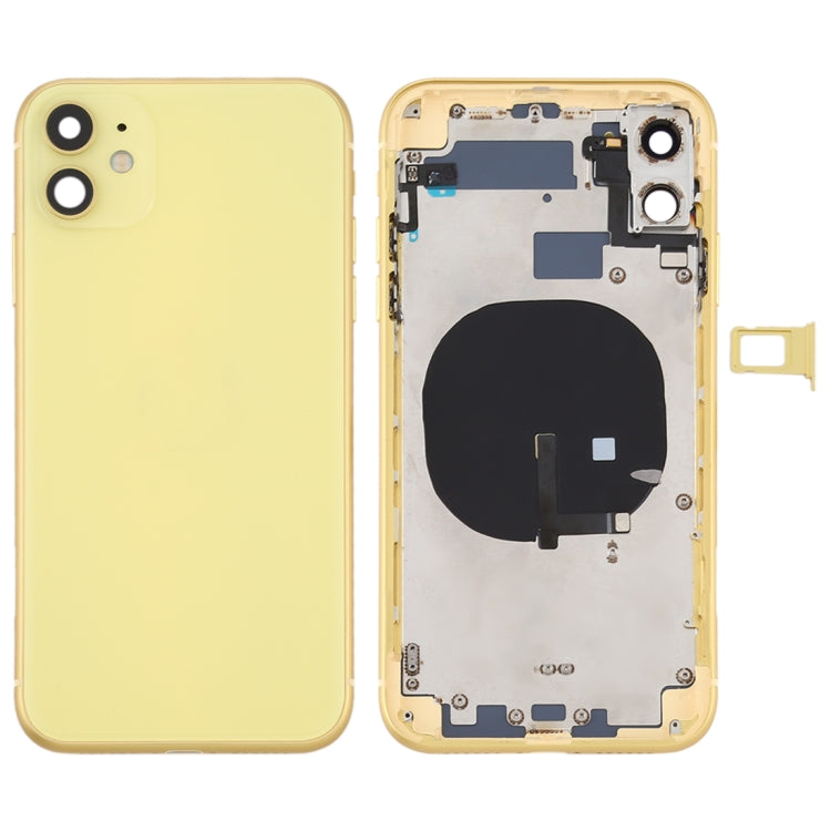 Battery Back Cover (with Side Keys & Card Tray & Power + Volume Flex Cable & Wireless Charging Module) for iPhone 11(Yellow) - Back Cover by PMC TechLife | Online Shopping South Africa | PMC TechLife