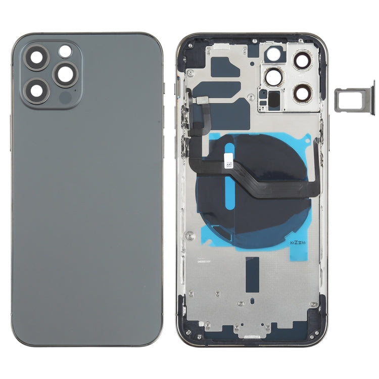Battery Back Cover (with Side Keys & Card Tray & Power + Volume Flex Cable & Wireless Charging Module) for iPhone 12 Pro(Black) - free shipping - PMC TechLife - Order now!