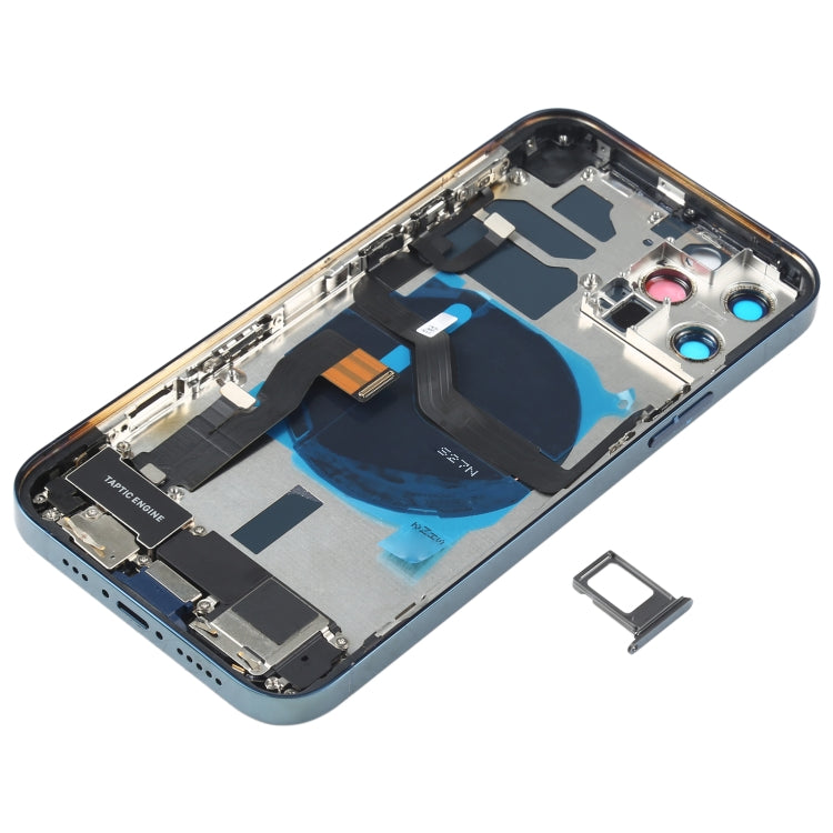 Battery Back Cover Assembly (with Side Keys & Speaker Ringer Buzzer & Motor & Camera Lens & Card Tray & Power Button + Volume Button + Charging Port & Wireless Charging Module) for iPhone 12 Pro(Blue) - Back Cover by PMC TechLife | Online Shopping South Africa | PMC TechLife