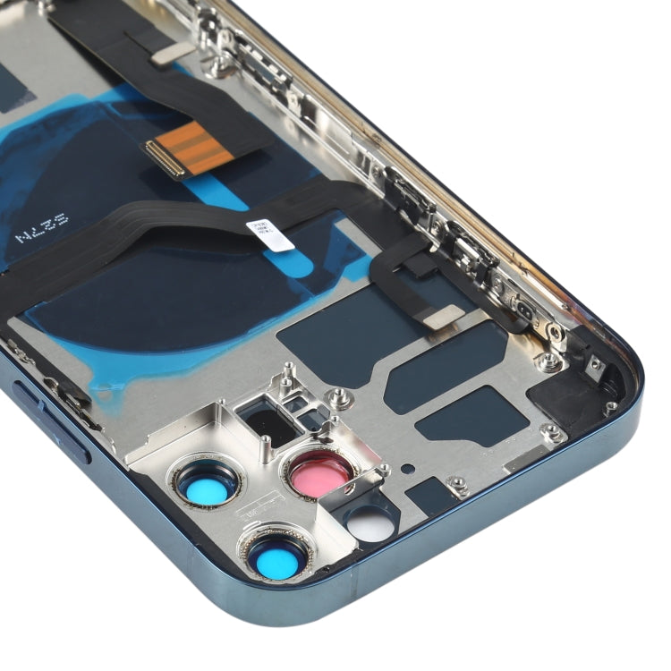 Battery Back Cover Assembly (with Side Keys & Speaker Ringer Buzzer & Motor & Camera Lens & Card Tray & Power Button + Volume Button + Charging Port & Wireless Charging Module) for iPhone 12 Pro(Blue) - Back Cover by PMC TechLife | Online Shopping South Africa | PMC TechLife