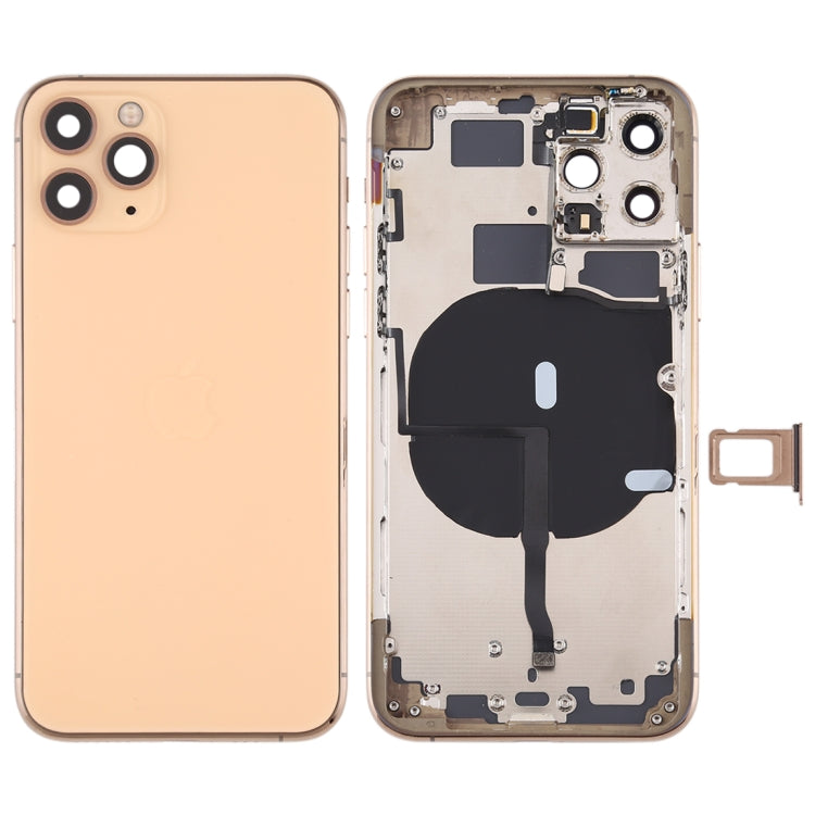 Battery Back Cover (with Side Keys & Card Tray & Power + Volume Flex Cable & Wireless Charging Module) for iPhone 11 Pro Max(Gold) - Back Cover by PMC TechLife | Online Shopping South Africa | PMC TechLife | Buy Now Pay Later Mobicred