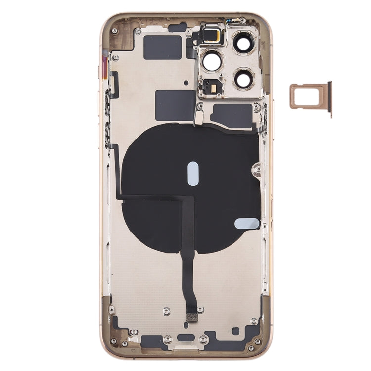 Battery Back Cover (with Side Keys & Card Tray & Power + Volume Flex Cable & Wireless Charging Module) for iPhone 11 Pro Max(Gold) - Back Cover by PMC TechLife | Online Shopping South Africa | PMC TechLife | Buy Now Pay Later Mobicred