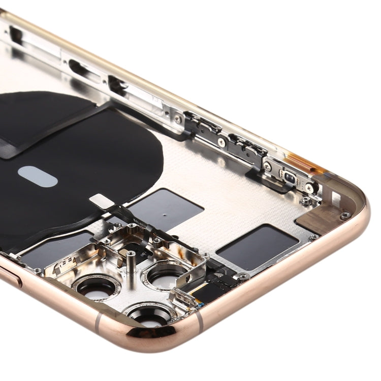Battery Back Cover (with Side Keys & Card Tray & Power + Volume Flex Cable & Wireless Charging Module) for iPhone 11 Pro Max(Gold) - Back Cover by PMC TechLife | Online Shopping South Africa | PMC TechLife | Buy Now Pay Later Mobicred