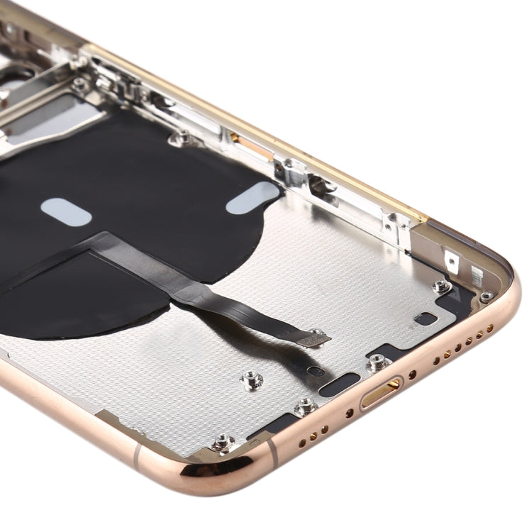 Battery Back Cover (with Side Keys & Card Tray & Power + Volume Flex Cable & Wireless Charging Module) for iPhone 11 Pro Max(Gold) - Back Cover by PMC TechLife | Online Shopping South Africa | PMC TechLife | Buy Now Pay Later Mobicred