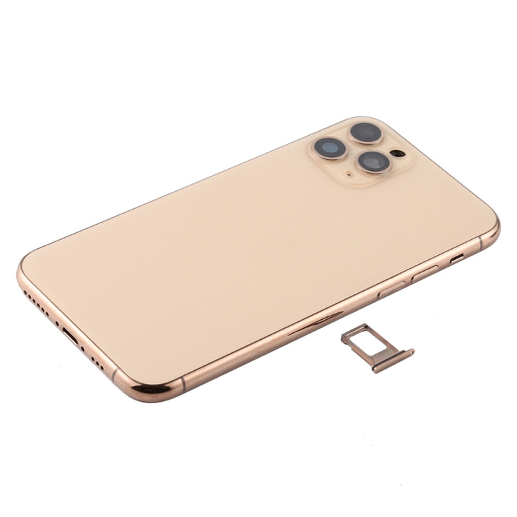 Battery Back Cover Assembly (with Side Keys & Power Button + Volume Button Flex Cable & Wireless Charging Module & Motor & Charging Port & Speaker Ringer Buzzer & Card Tray & Camera Lens Cover) for iPhone 11 Pro Max(Gold) - Back Cover by PMC TechLife | Online Shopping South Africa | PMC TechLife