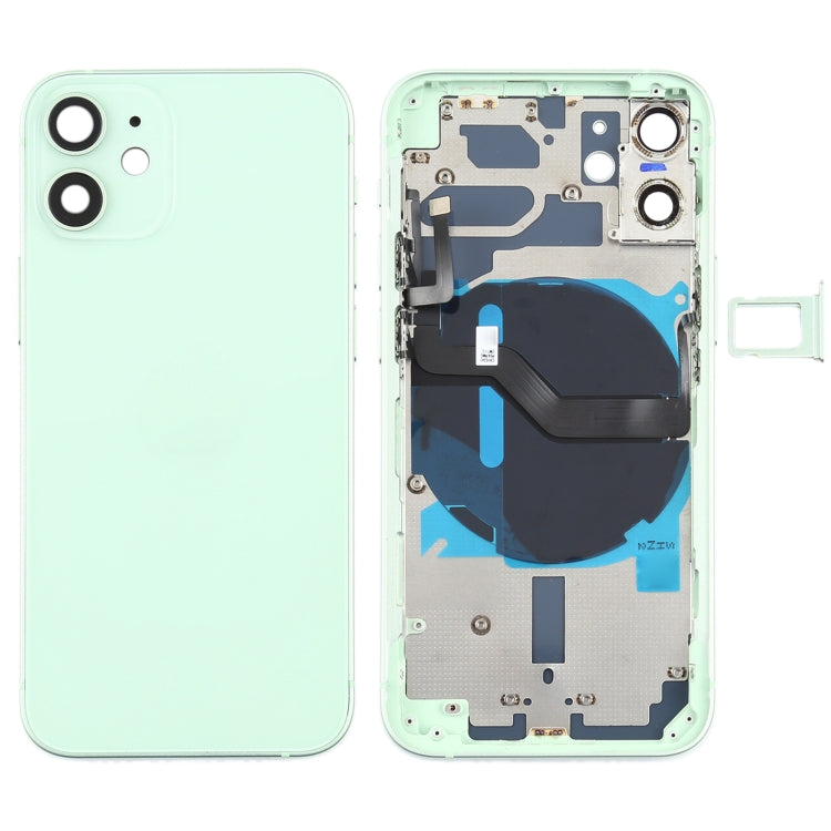 Battery Back Cover (with Side Keys & Card Tray & Power + Volume Flex Cable & Wireless Charging Module) for iPhone 12 Mini(Green) - Back Cover by PMC TechLife | Online Shopping South Africa | PMC TechLife | Buy Now Pay Later Mobicred