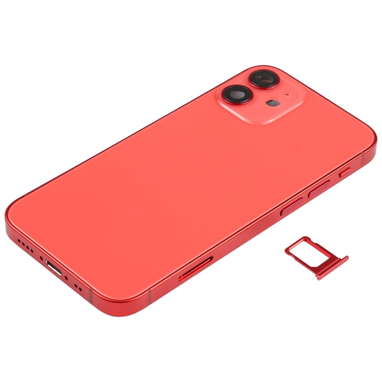 Battery Back Cover Assembly (with Side Keys & Speaker Ringer Buzzer & Motor & Camera Lens & Card Tray & Power Button + Volume Button + Charging Port & Wireless Charging Module) for iPhone 12 Mini(Red) - Back Cover by PMC TechLife | Online Shopping South Africa | PMC TechLife