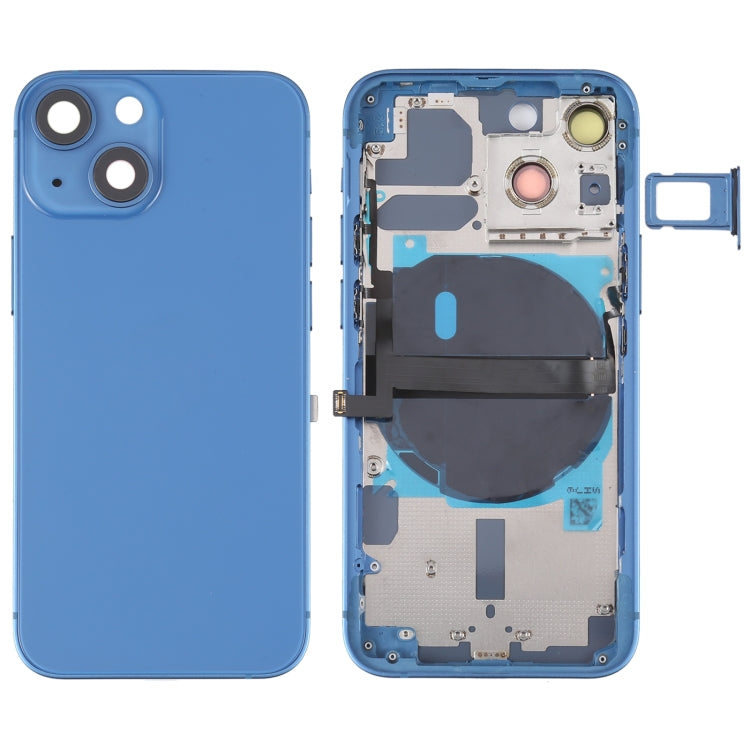 For iPhone 13 mini Battery Back Cover with Side Keys & Card Tray & Power + Volume Flex Cable & Wireless Charging Module(Blue) - Back Cover by PMC TechLife | Online Shopping South Africa | PMC TechLife